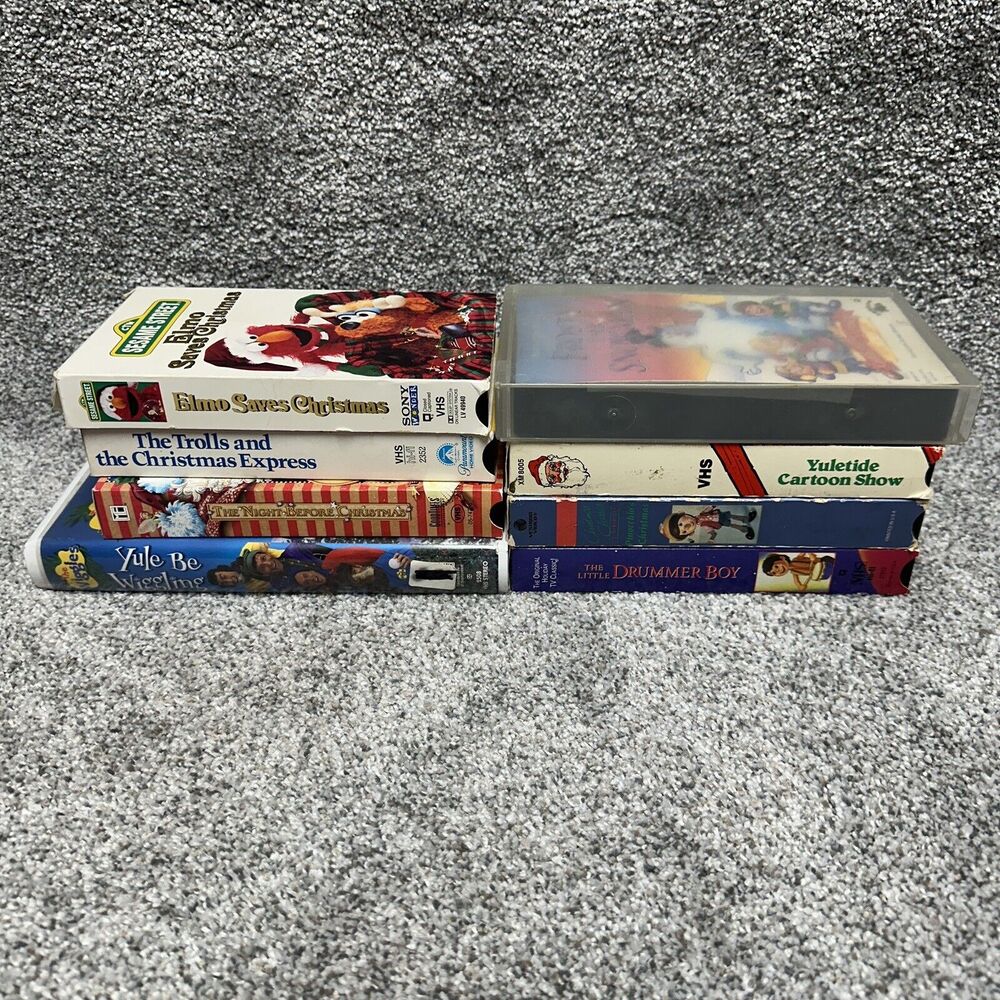Lot Of 8 Vintage Christmas VHS‎ - Kids Cartoons Frosty Drummer Boy Elmo And More